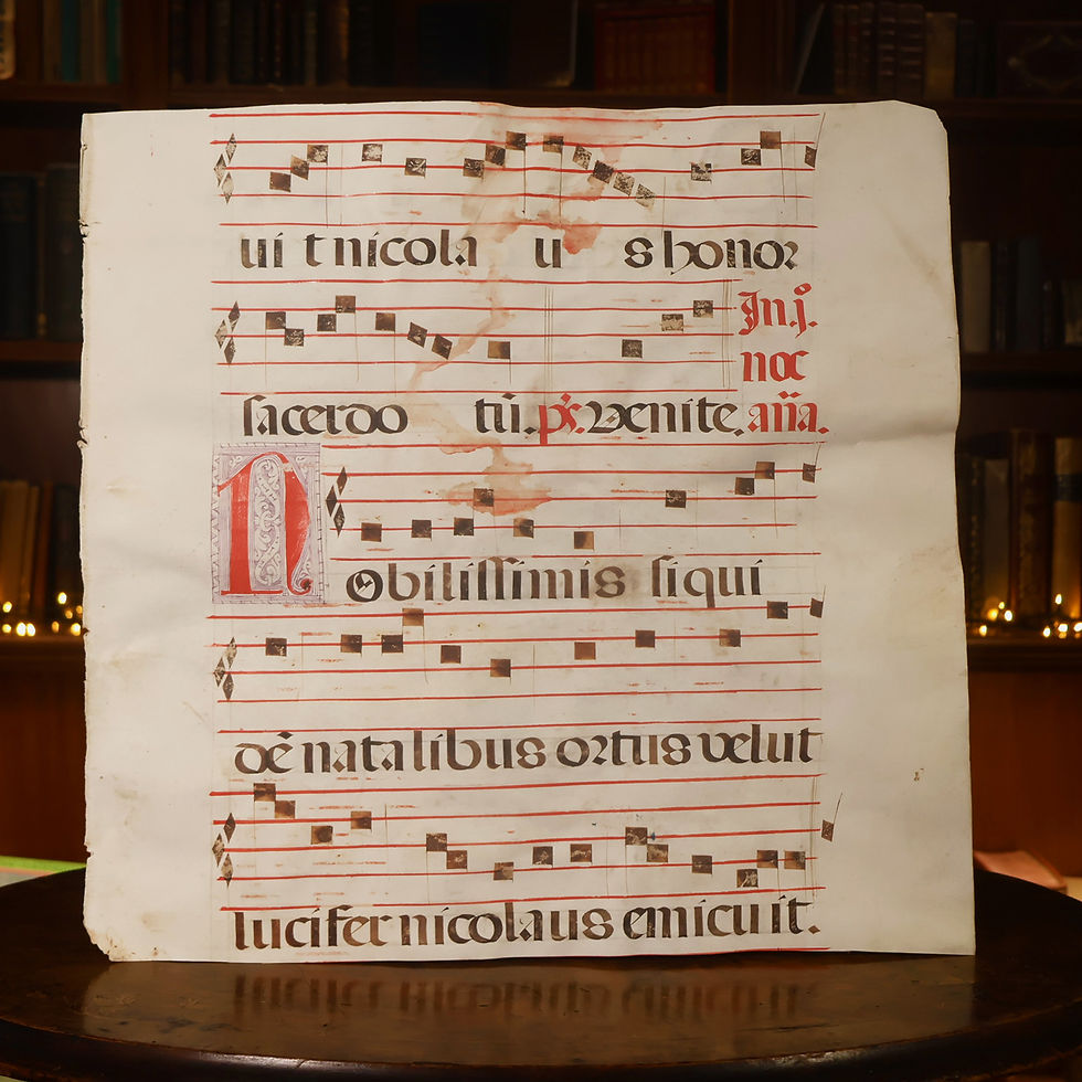 Single Leaf From An Antiphonary, In Latin, Manuscript On Parchment