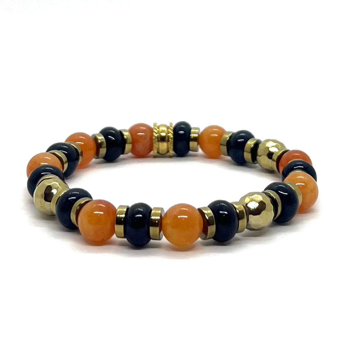 Bracelet Abacus — Aventurine Orange & Lapis-lazuli — 8mm
