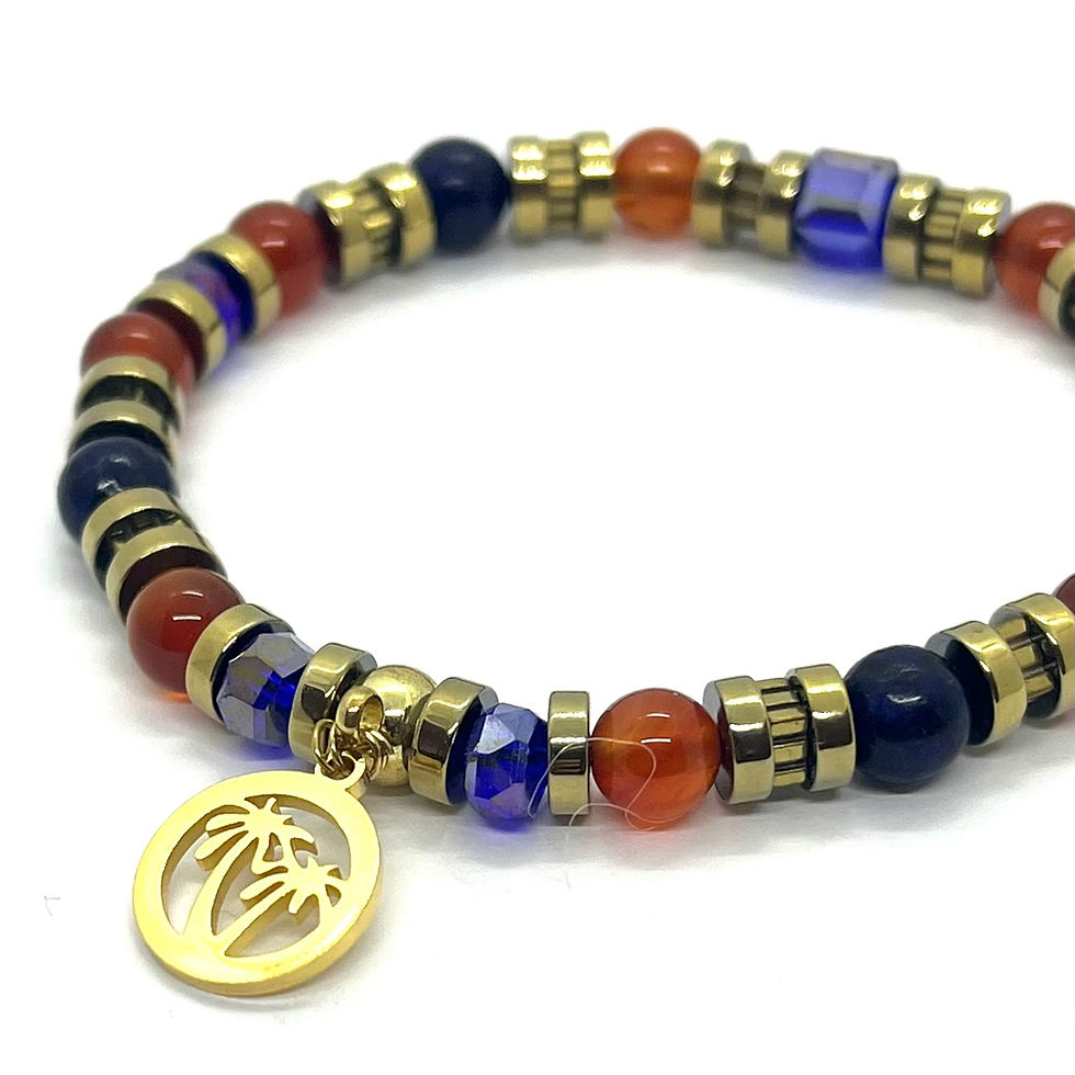 Miniature : Bracelet Aventurine, Lapis-lazuli & perles de verre 6mm