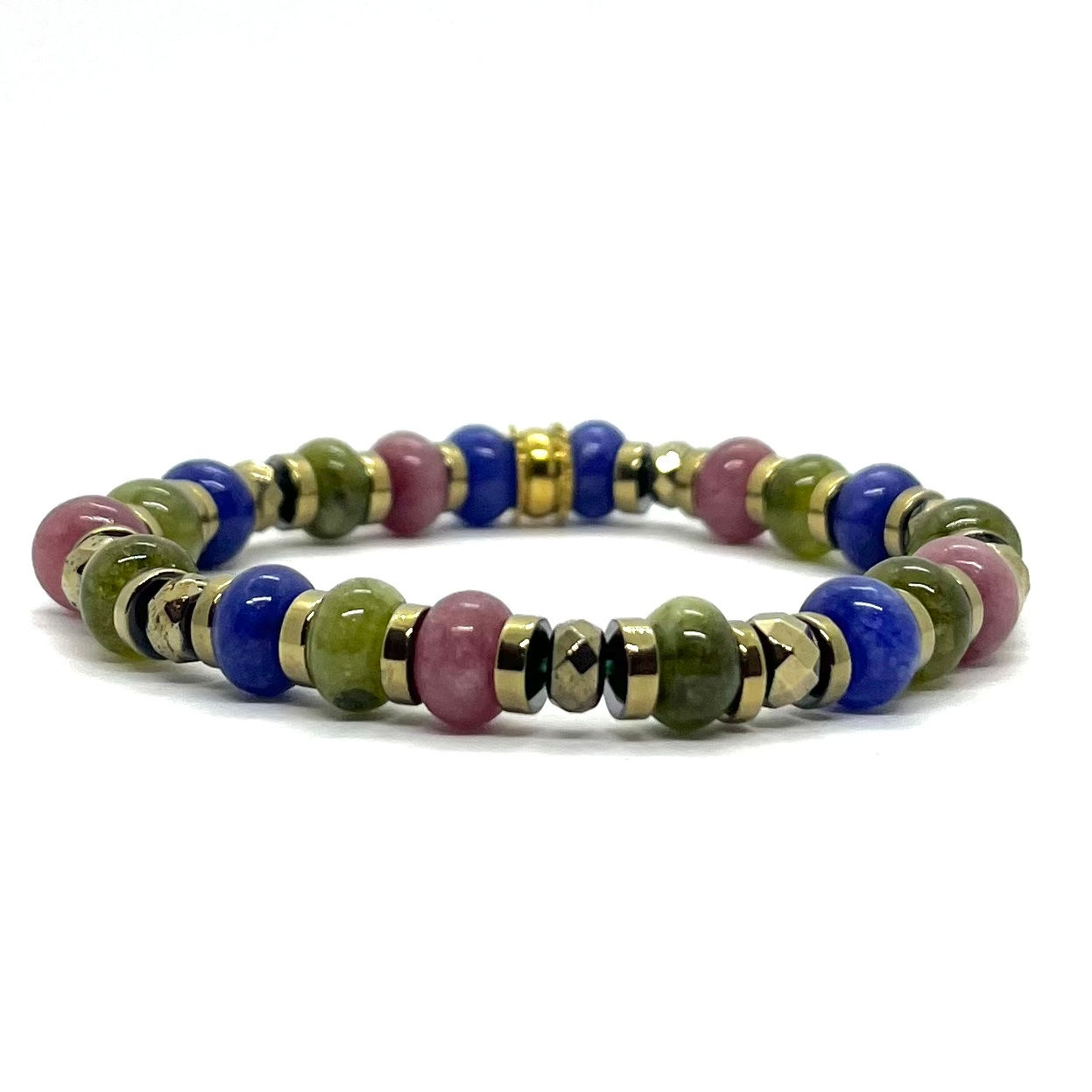 Bracelet Abacus Calcédoine bleu vert violine — 8mm