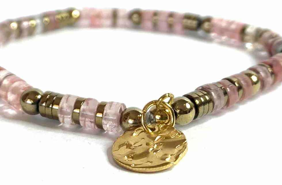 Bracelet en tourmaline melon d'eau 4 mm, bijoux création artisanale Julia Clarke