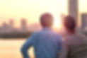 rear view of senior asian couple looking