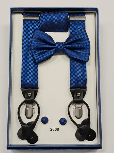 woven suspenders bow tie with hanky and cufflinks 2608