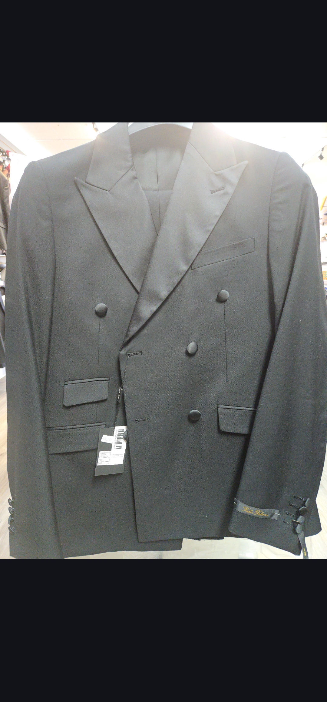 Fabio Fabrinni Black SatinDouble Breast Suit size 40R  FFX6DB1230