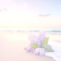 Copy of peaceful beach with golden and light blue lilac sky colors with blue lilac water a