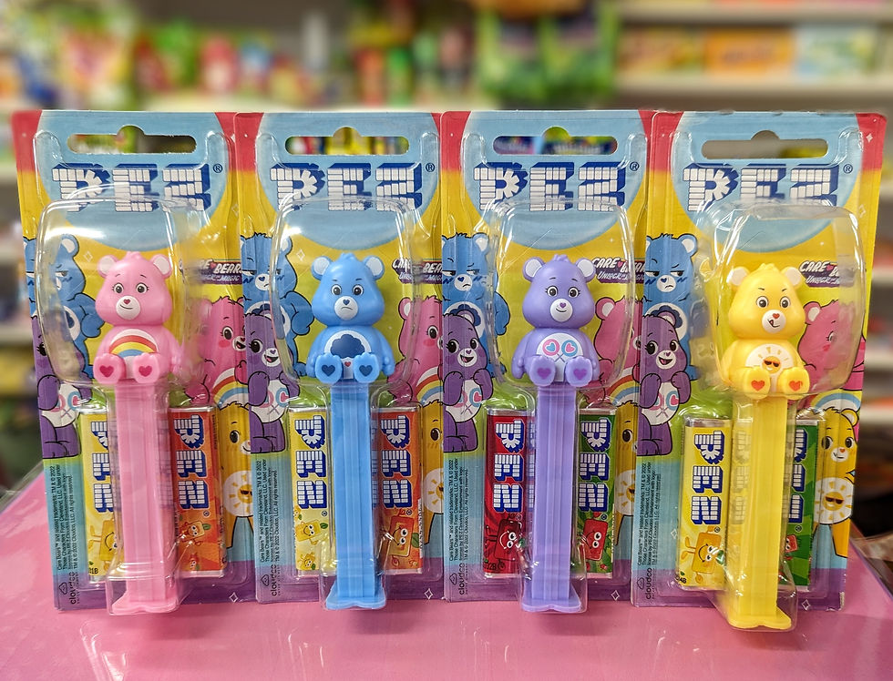 Choice of 4 Care Bear PEZ Dispensers: Cheer, Grumpy, Share & Funshine Bear.