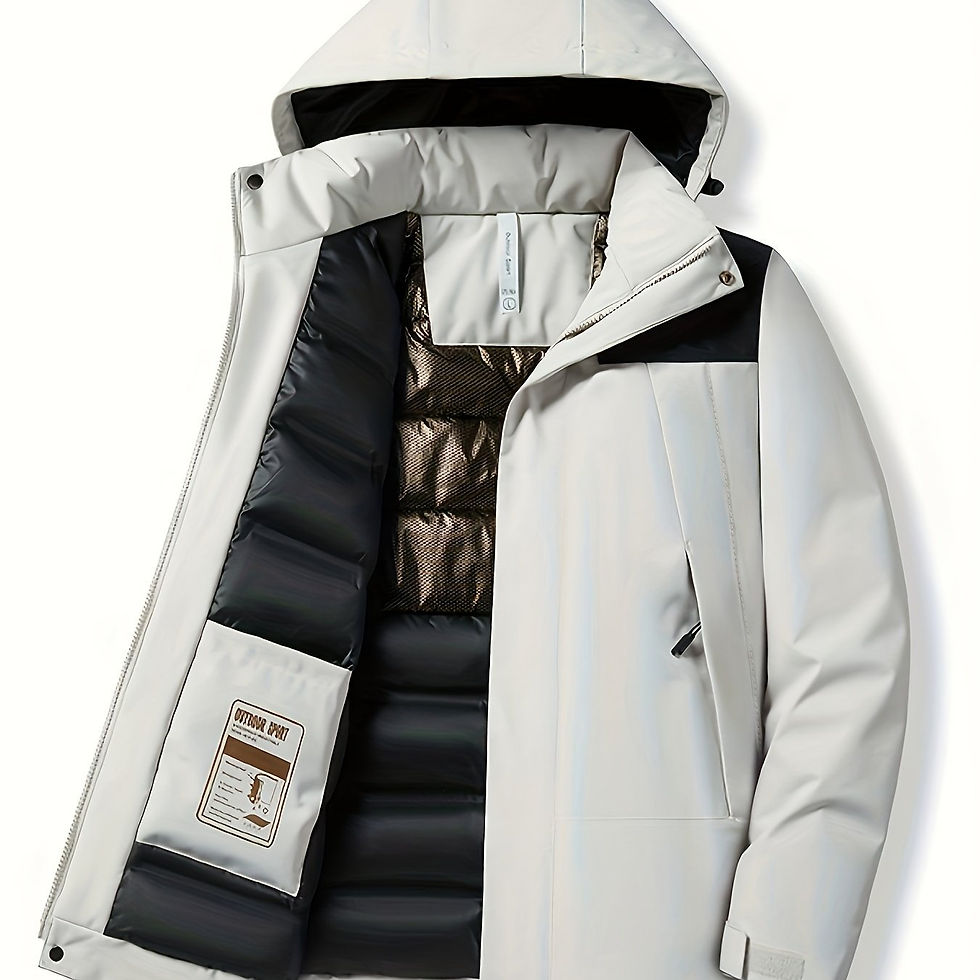 Miniature : Veste Thermique À Capuche Contrastée, Windproof et Imperméable