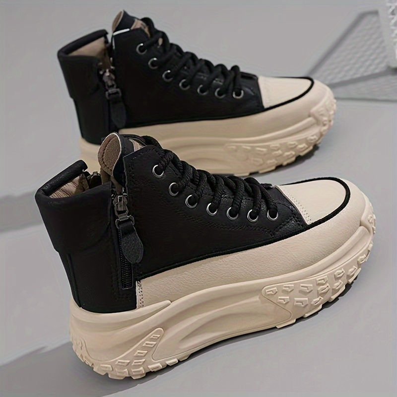 Miniature : Sneakers montantes à plateforme pour femmes, chaussures d'extérieur à lacets te