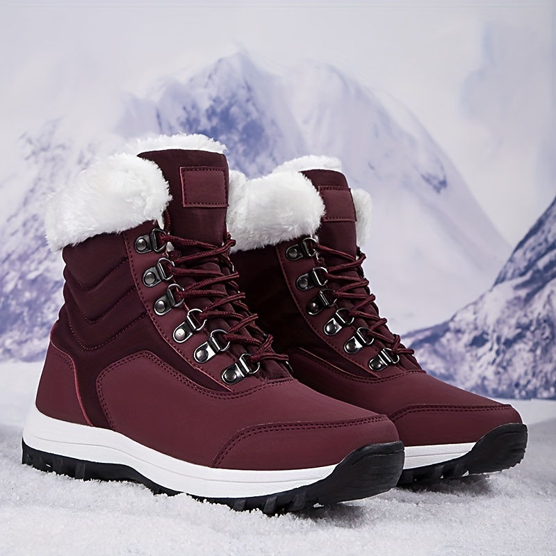 Miniature : Bottes de neige montantes pour femmes, chaussures d'hiver chaudes et épaisses p