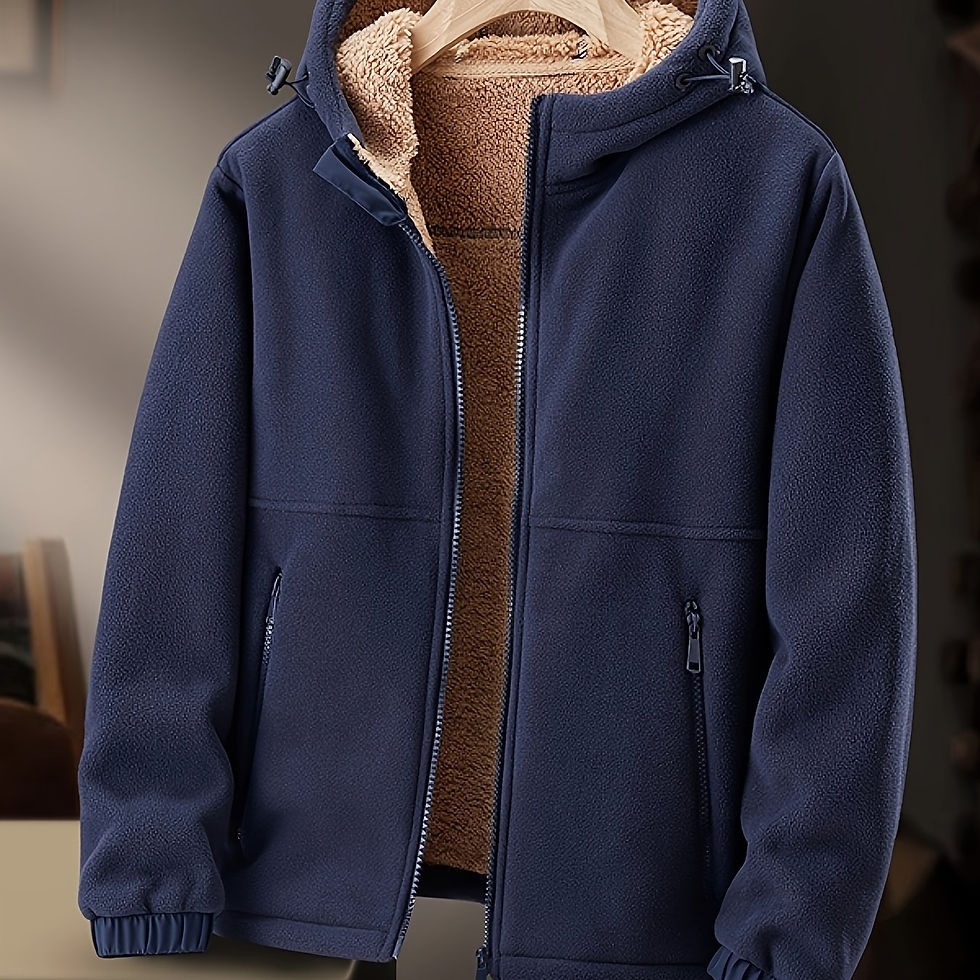 Miniature : Sweat Veste à Capuche Manches Doublée en Polaire pour Homme Zippée Décontractée