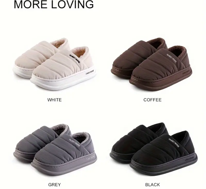 Miniature : Chaussons décontractés pour femmes et hommes - Dessus en tissu peluc