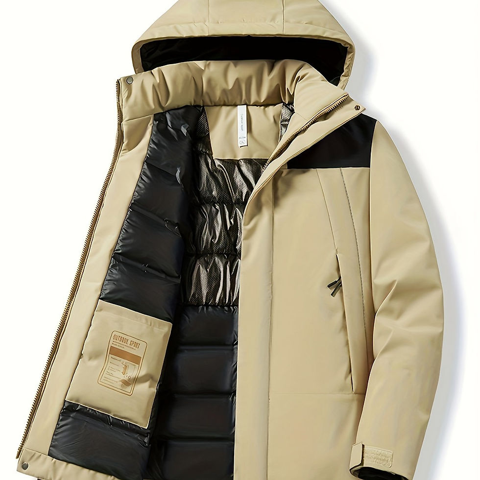 Miniature : Veste Thermique À Capuche Contrastée, Windproof et Imperméable