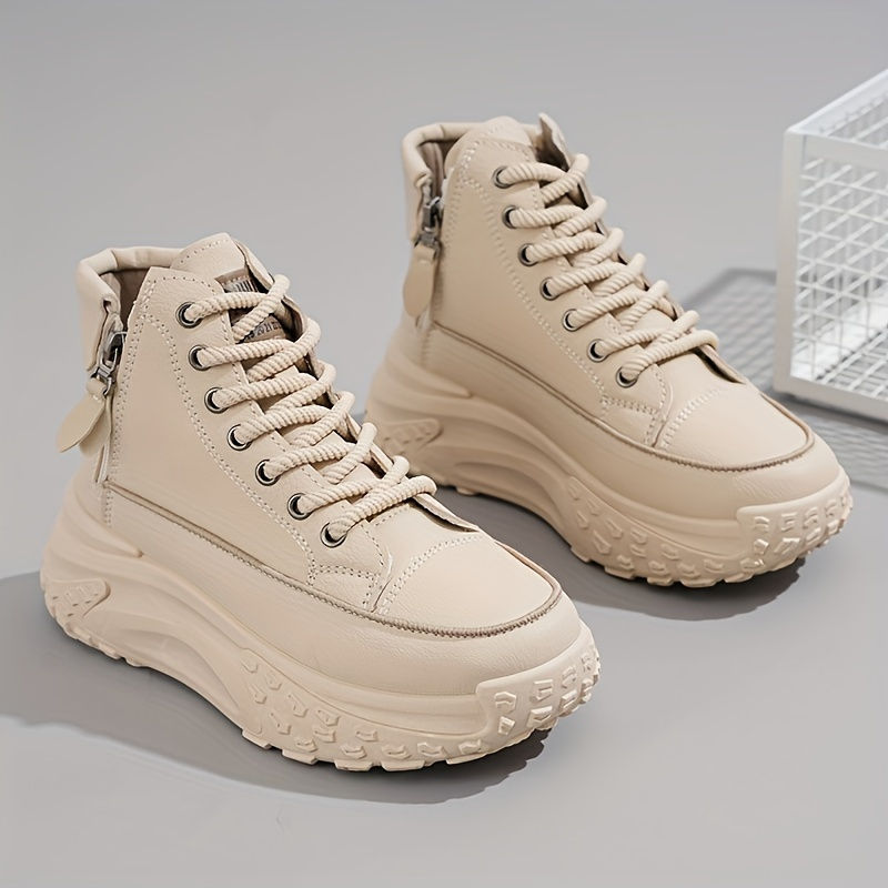 Miniature : Sneakers montantes à plateforme pour femmes, chaussures d'extérieur à lacets te