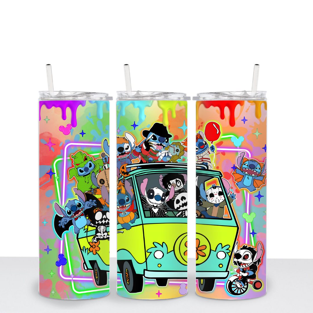 Stitchyy Neon Drip Horror Van Tumbler