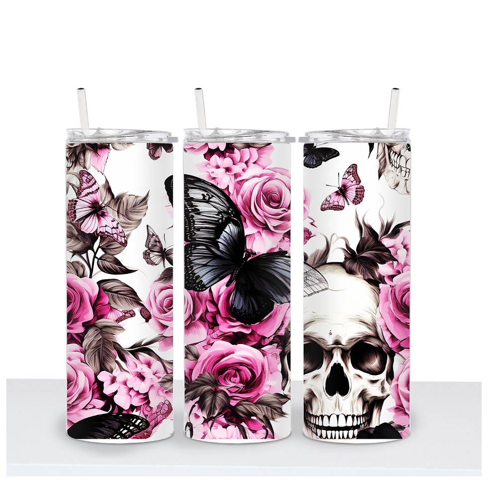 Floral Skull Tumbler