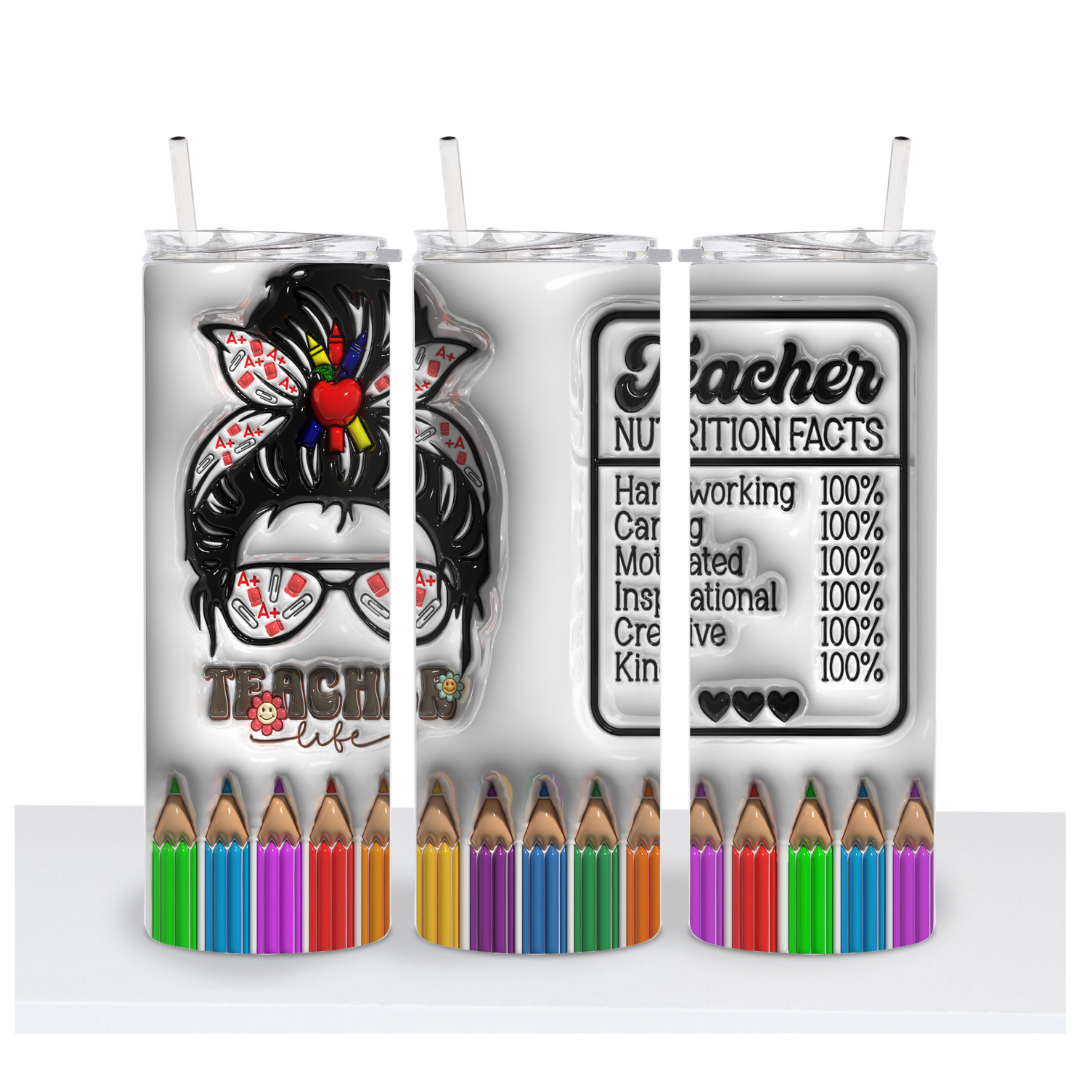 Teacher Life Nutrition Facts Metal Tumbler