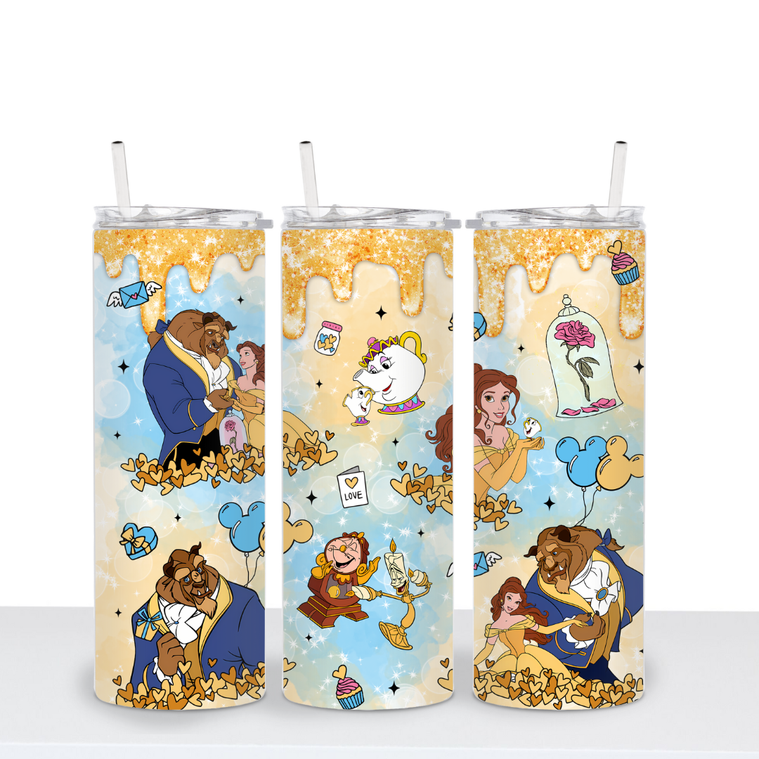 Gold Beast and Beauty Tumbler