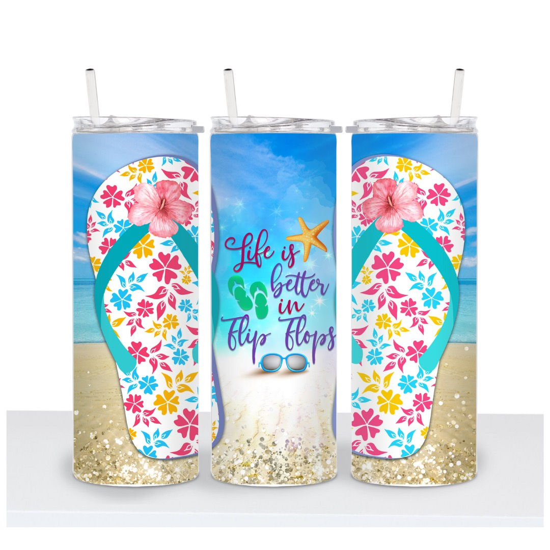 Life is Better in Flip Flops 20 oz Metal Tumbler