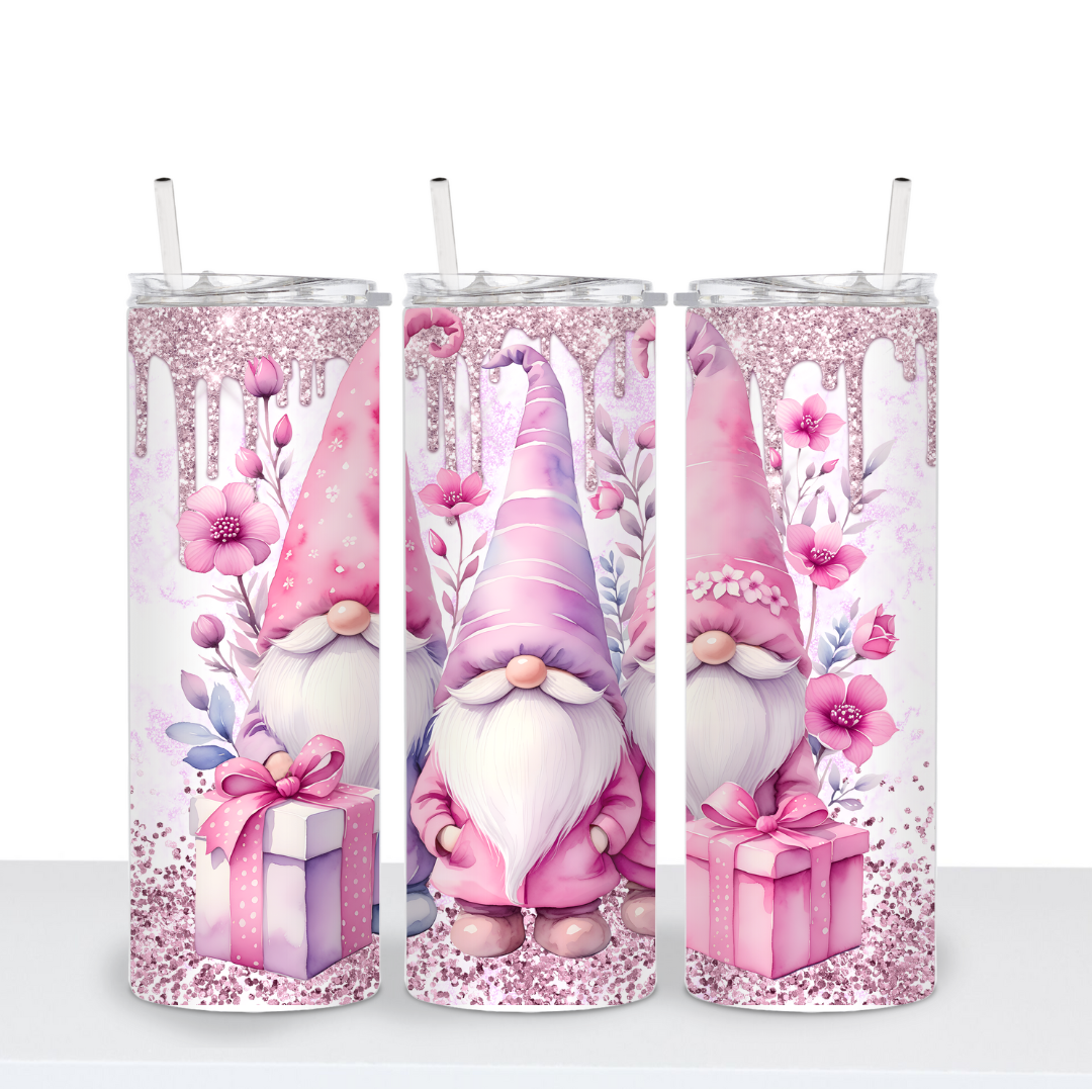 Pink Glitter Gnomes Tumbler