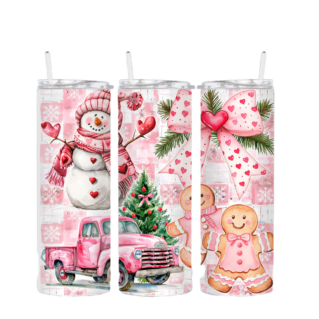 Coquette Snowman and Gingerbread Tumbler