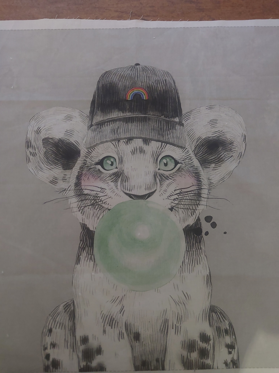 housse de coussin lionceau faite main