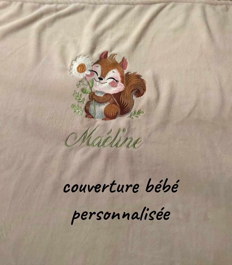 couverture bébé personnalisée écureuil