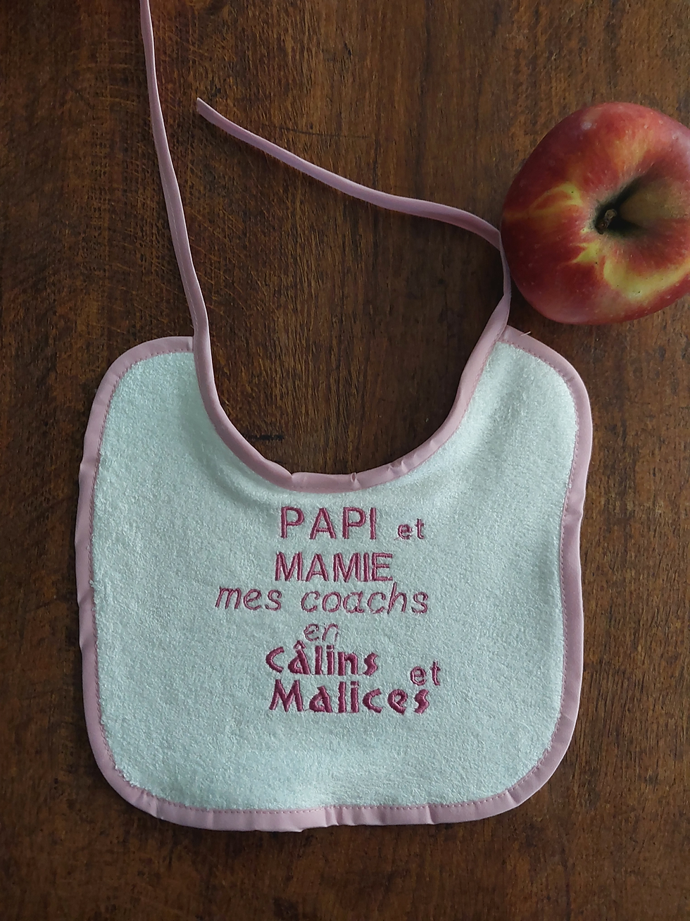 Miniature : bavoir bébé papi et mamie fait main bambou