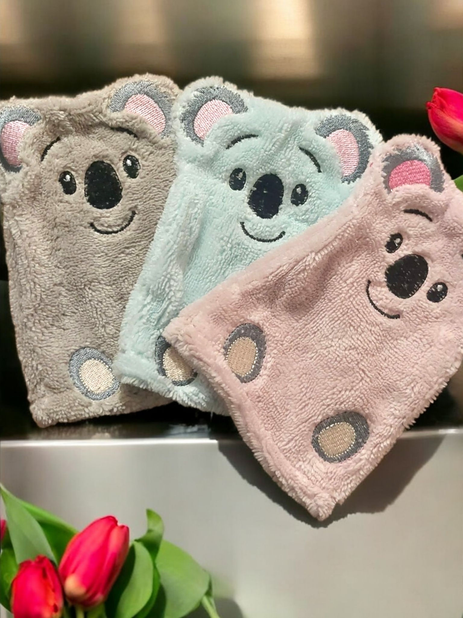lot de 3 gants brodés koala faits main Fabysamuse