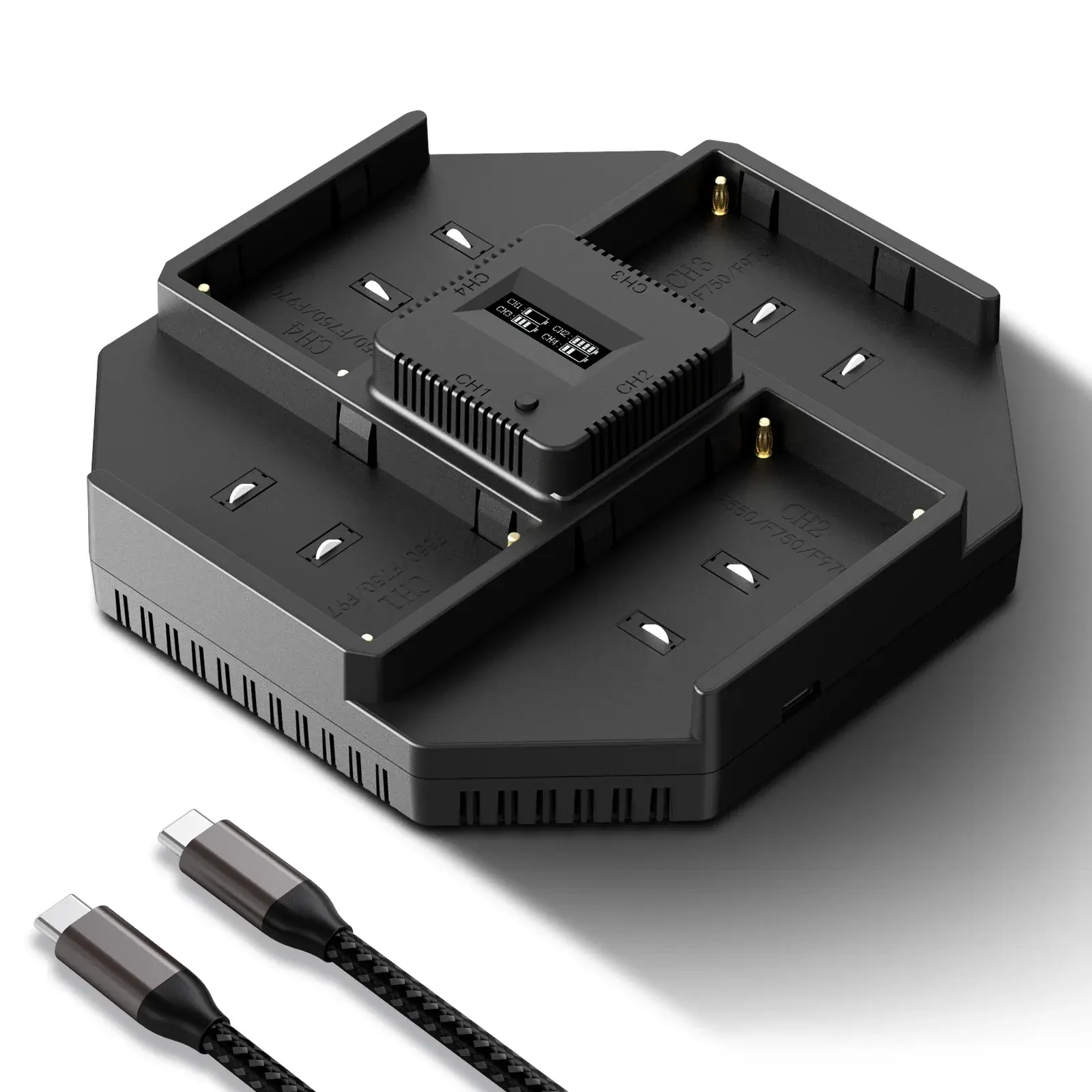 Cargador rápido 100W para 4 baterías NP-F