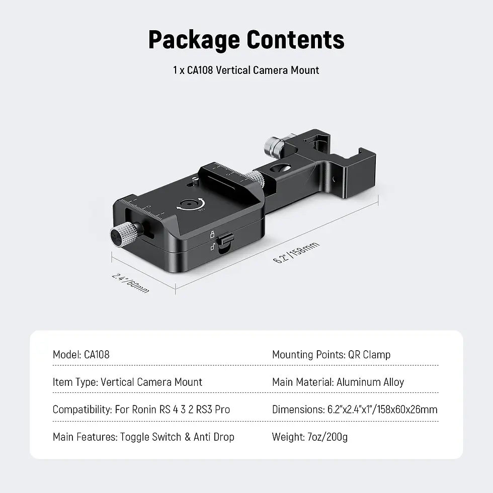 Miniatura: Soporte de cámara vertical Neewer CA108 para Ronin RS 4 RS 3 RS3 Pro RS 2