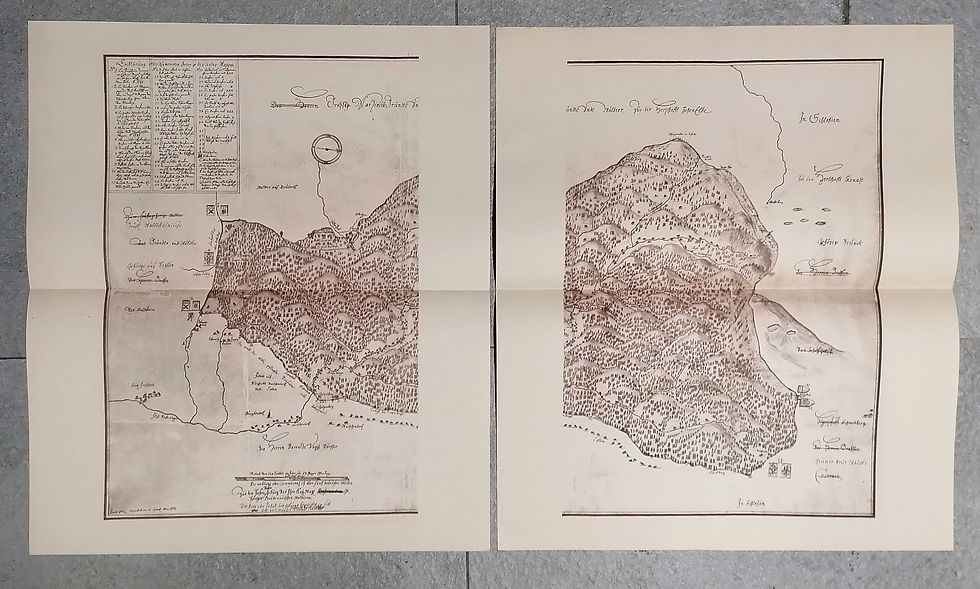 Thumbnail: Mapa královských lesů východních Krkonoš 1668. Faksimile mapy Samuela Globice