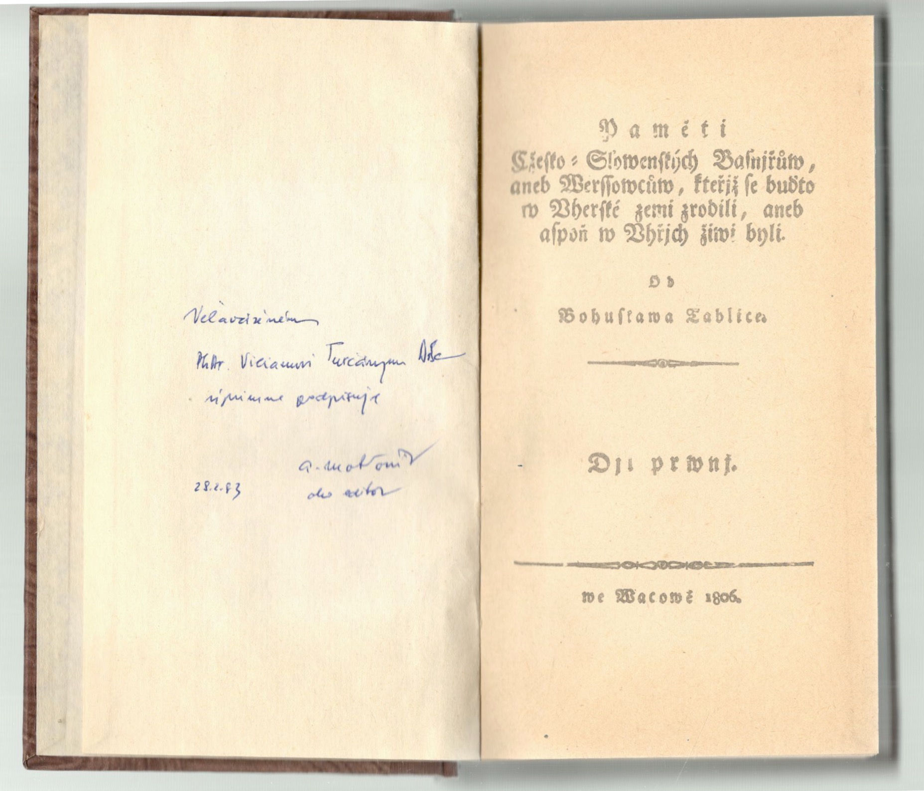 Tablic Bohuslav, Paměti česko-slovenských básnířův aneb veršovcův