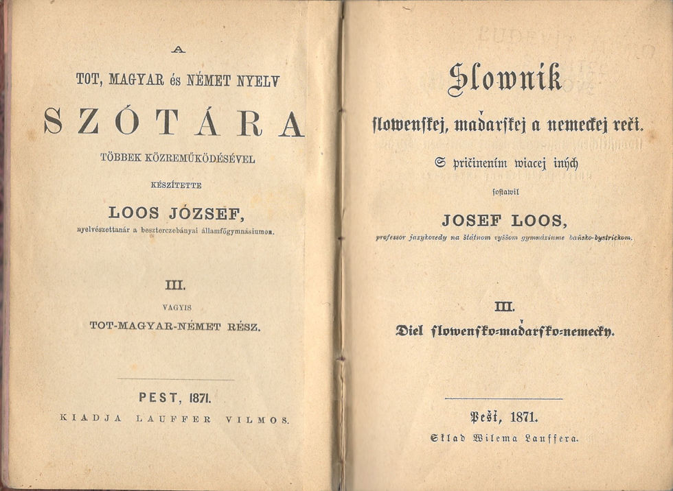 Loos Josef, Slowník slowenskej, maďarskej a nemeckej reči, III. diel
