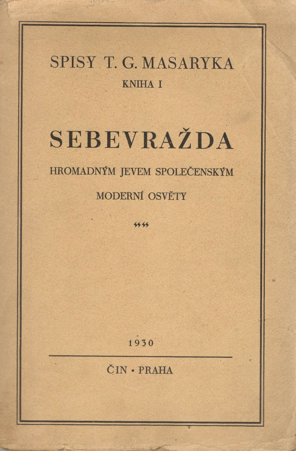 Masaryk T. G., Sebevražda hromadným jevem společenským