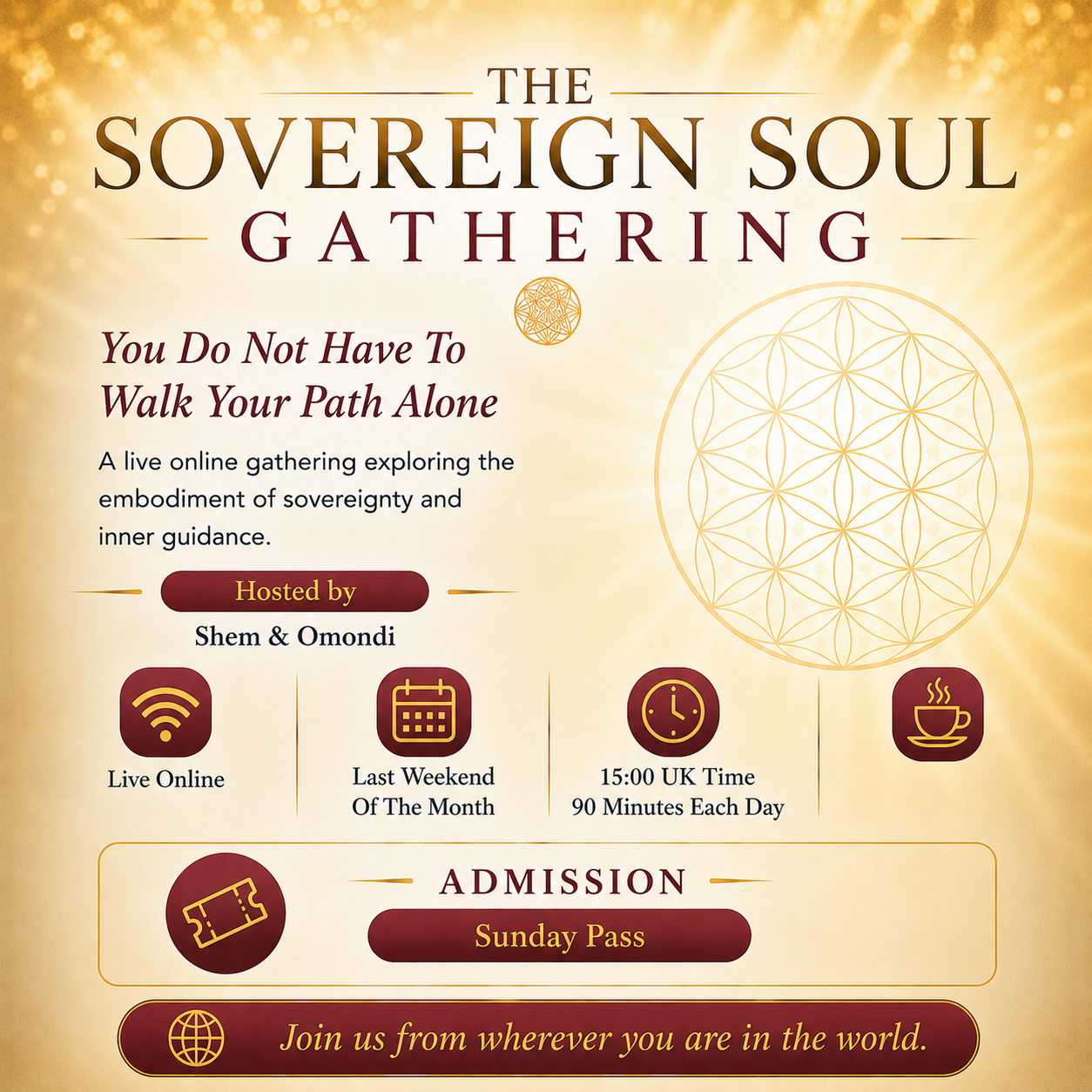 Sovereign Soul Gathering – Sunday Pass | Sun 26th July 3PM UK
