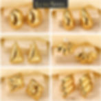 “Set of gold earrings in various designs including hoop, geometric, floral and textured styles, modern elegant jewellery coll
