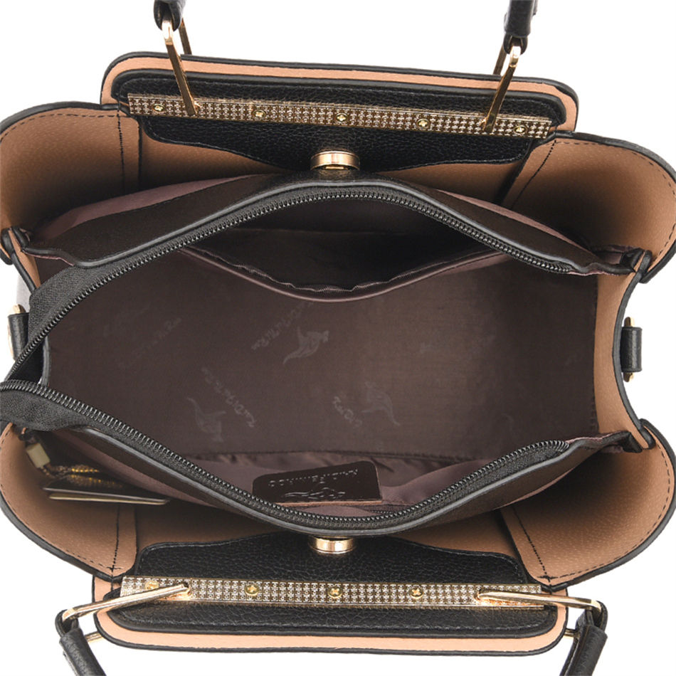 Thumbnail: “Interior view of structured leather handbag showing multiple compartments and organised storage design for everyday essentia