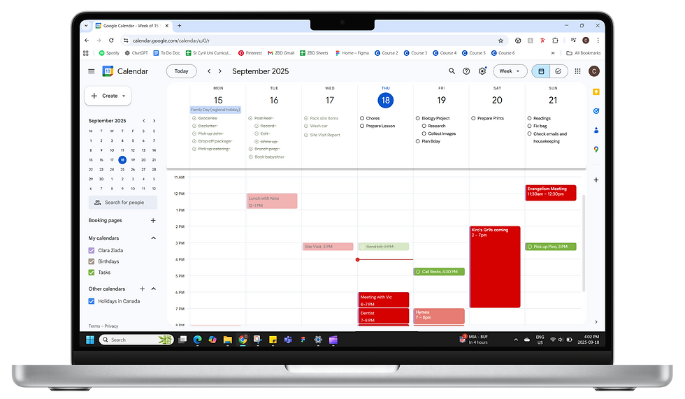 Calendar View by Week