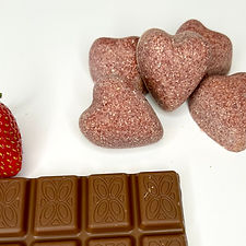 Heart shaped bath melts with a strawberry and chocolate