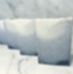 Handmade spa sea salt coconut milk bar soap coloured with blue indigo powder