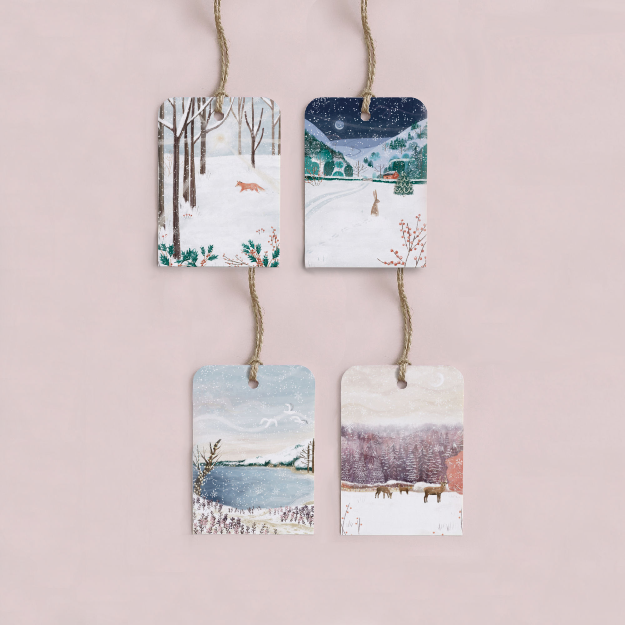 Pack of 4 'Landscapes at Christmas' Gift Tags