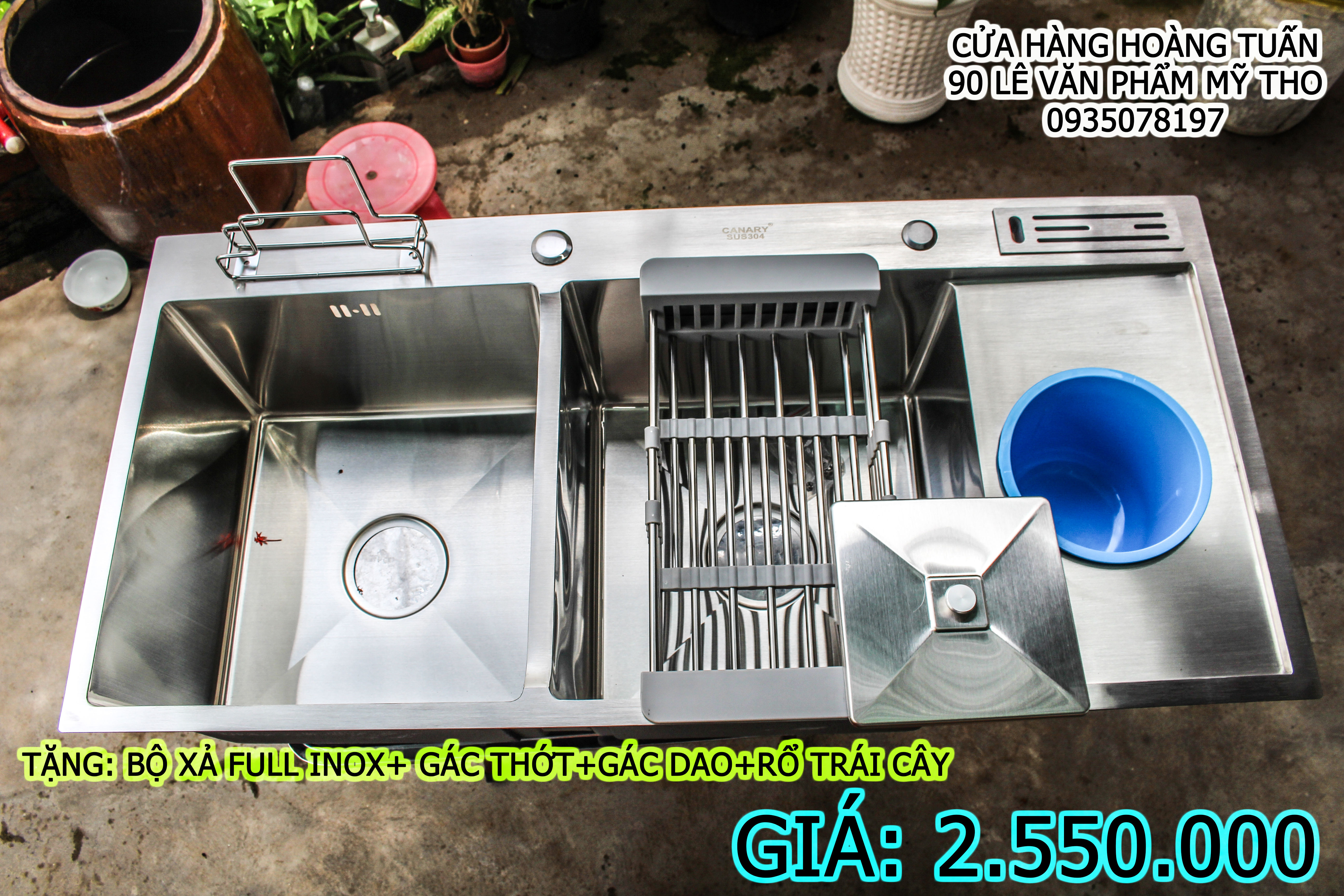 Chậu rửa chén 2 hộc lớn