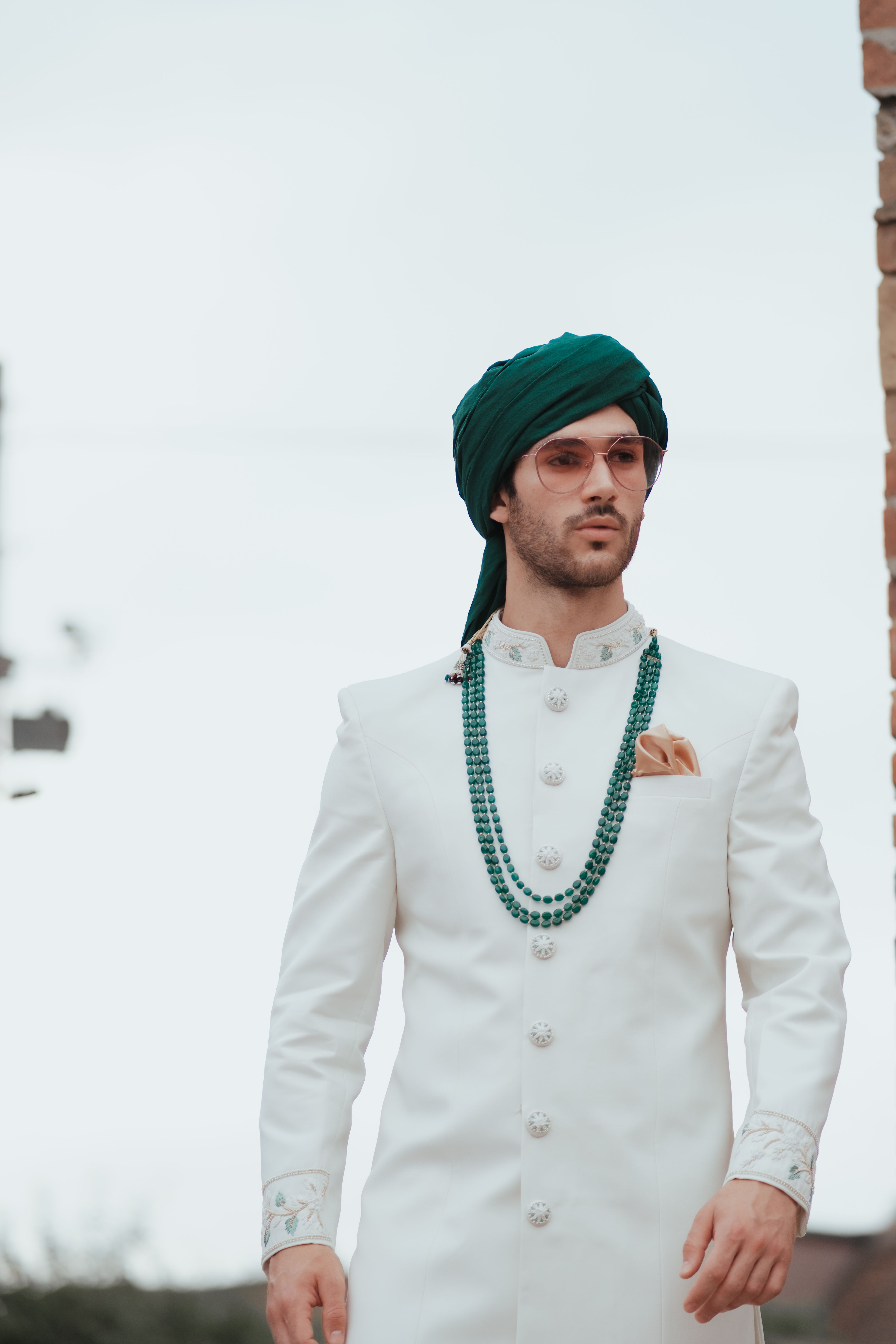 Egyptian cotton sherwani with embroidery