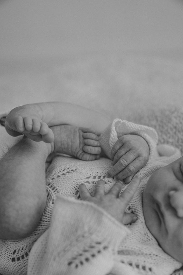 black and white newborn baby detail Baltimore Maryland newborn photography