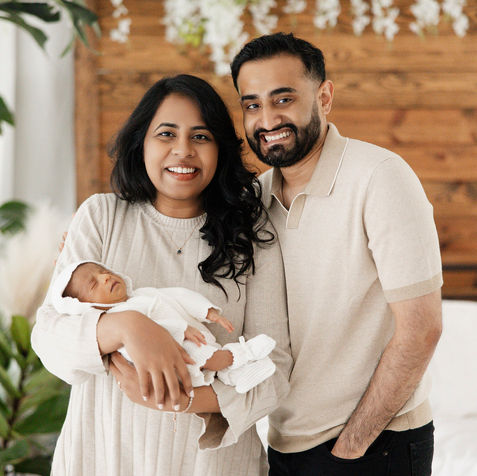 family portrait with newborn baby natural tones Baltimore Maryland newborn photographer