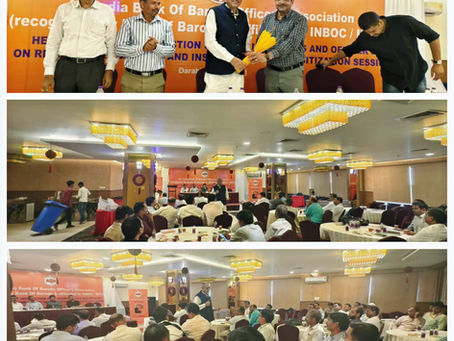Patna Zone Activities- Team AIBOBOA led by Mr. R.K Chatterjee, President interacts with branch Managers at Darbhanga RO during Interactive session.