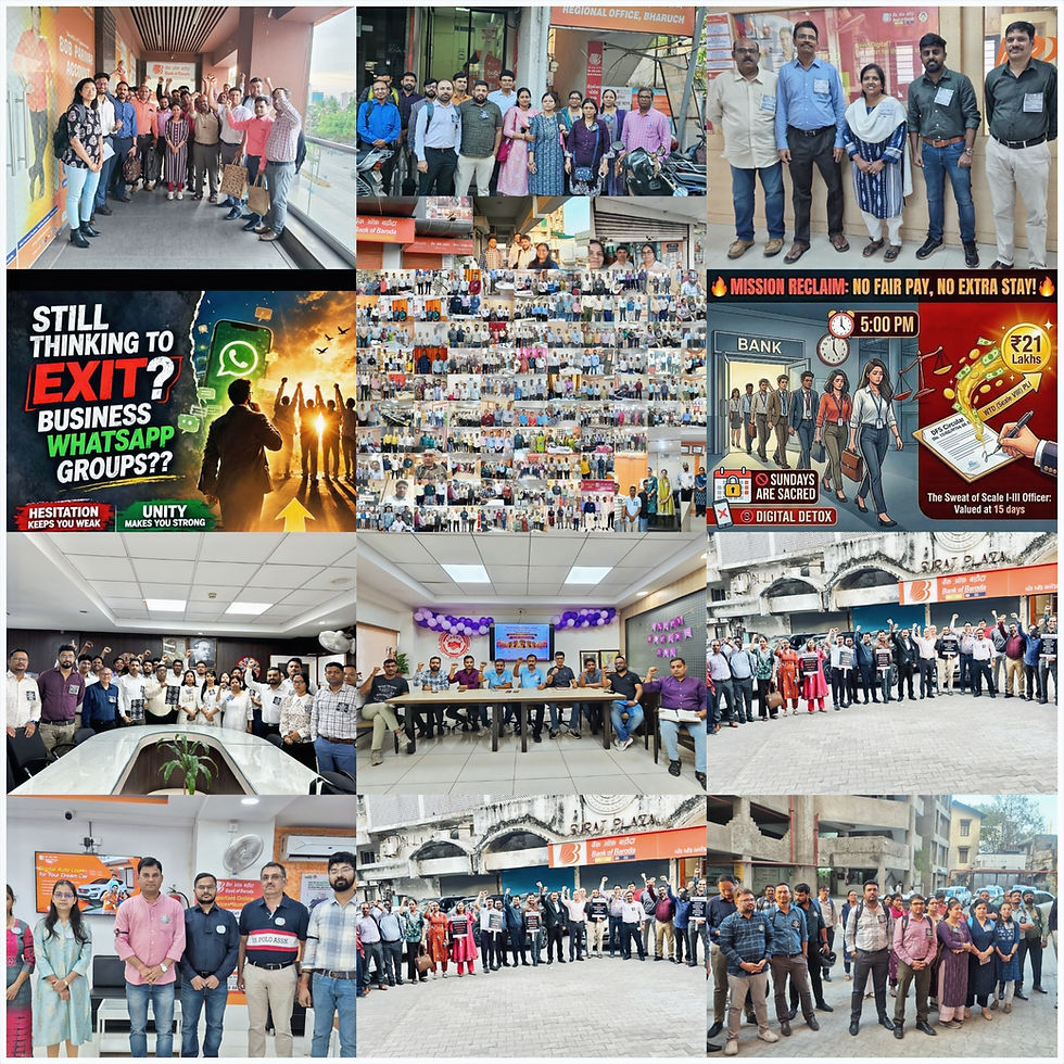 Members of All India Bank of Baroda Officers' Association participating in UFBU Agitation programmes across the country