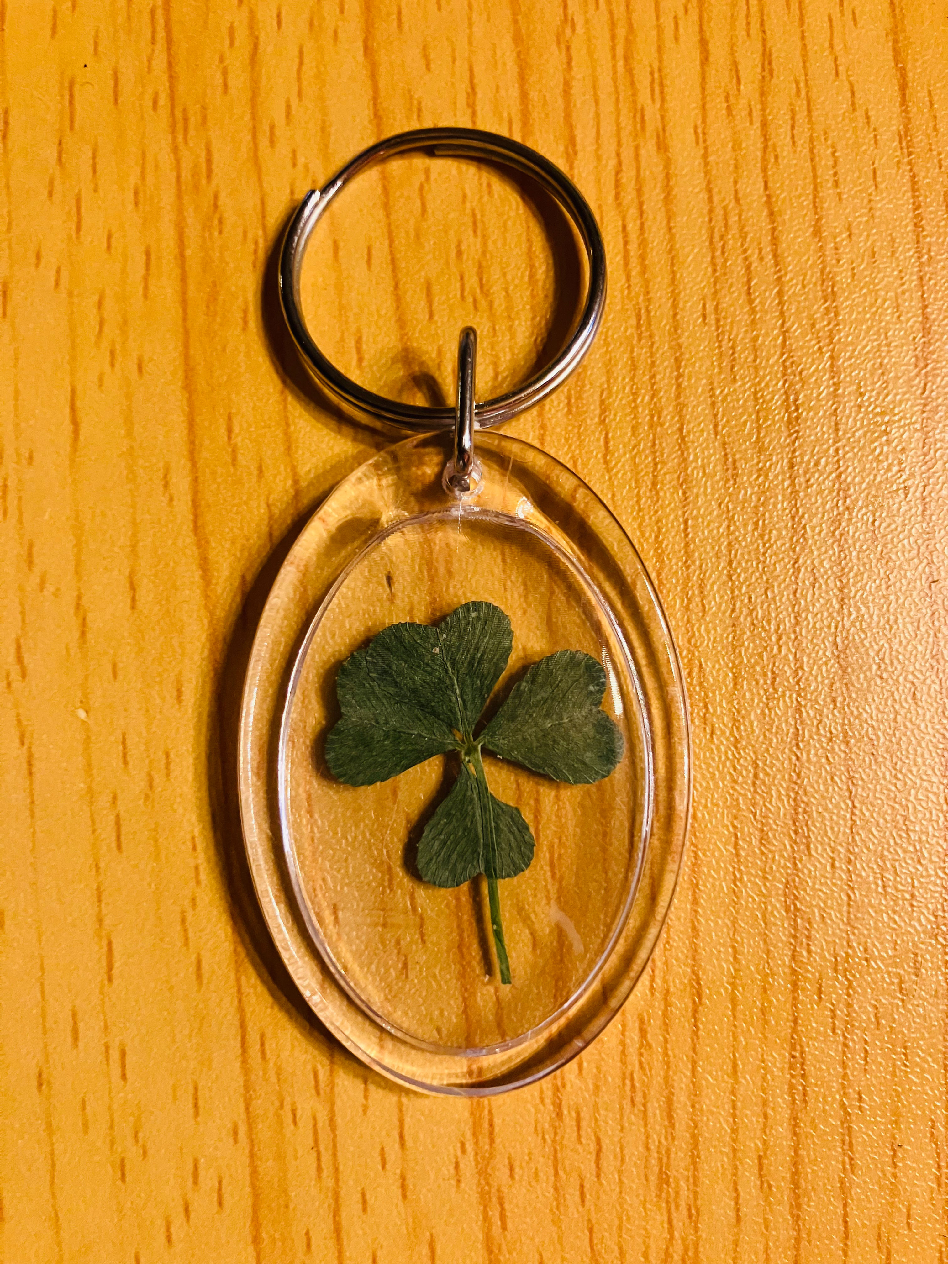Véritable trèfle à 4 feuilles en porte clés