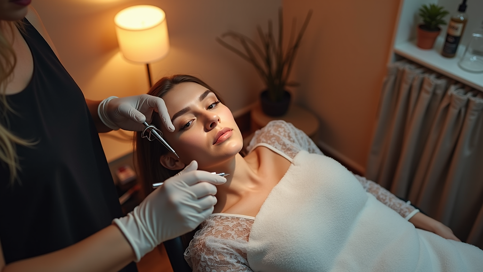 High angle view of a cozy beauty studio with permanent makeup tools