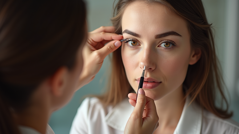 Close-up view of a permanent eyebrow makeup with natural lighting